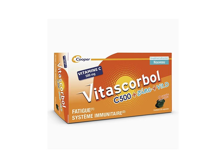 Vitascorbol C500 + Zinc + Vitamine D - 30 capsules