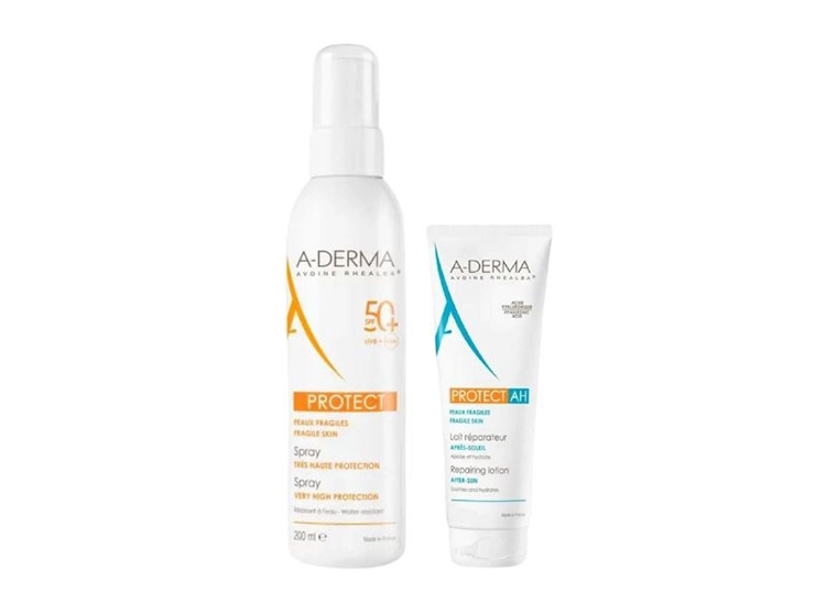 A-Derma Protect Spray Solaire SPF50+ - 200ml + Lait Réparateur Après-soleil OFFERT