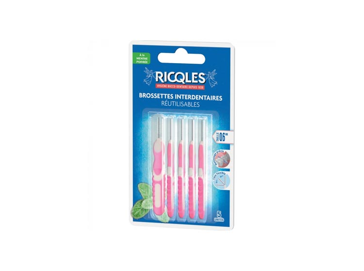 Ricqlès Brossettes interdentaires Réutilisables 0,6mm - 5 brossettes