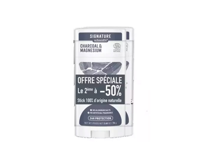 Déodorant Charcoal et magnesium - lot de 2 x 75gr