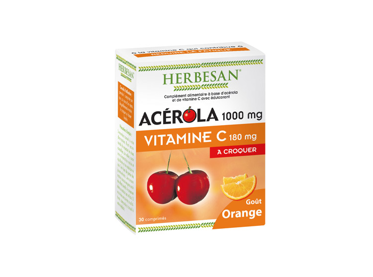 Acerola 1000mg goût orange - 30 comprimés à croquer