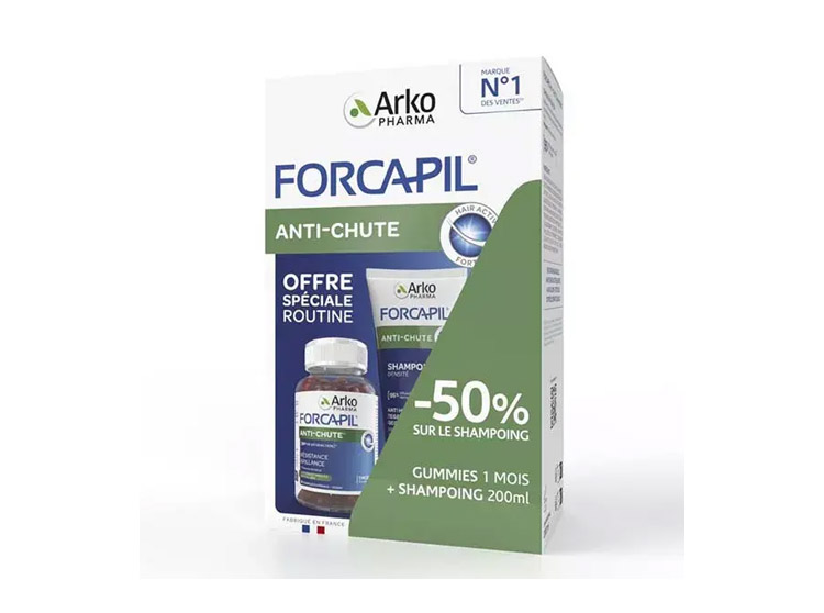 Forcapil Anti-Chutes 60 Gummies + Shampoing -  200ml