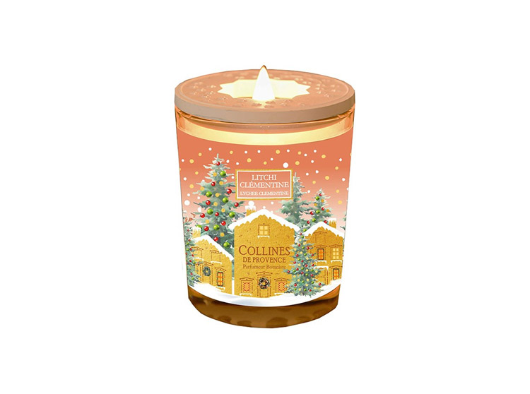 Collines de Provence Bougie Parfumée Noël Litchi Clémentine - 75g