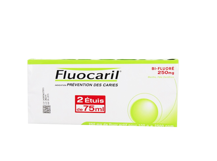 Fluocaril Bifluore 250mg Menthe pâte dentifrice - 2x75ml