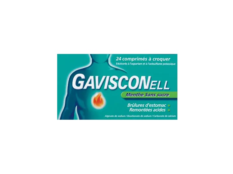 Gavisconell Menthe sans sucre - 24 comprimés