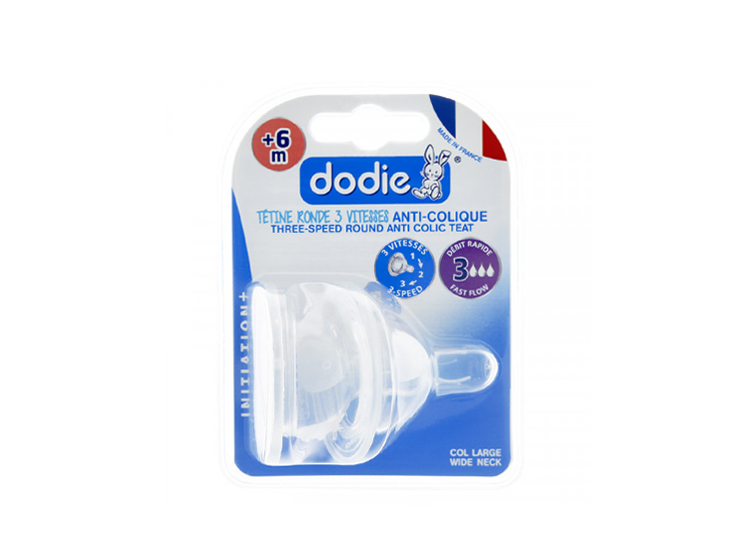 Dodie Tétine Initiation+ ronde 3 vitesses col large +6 mois