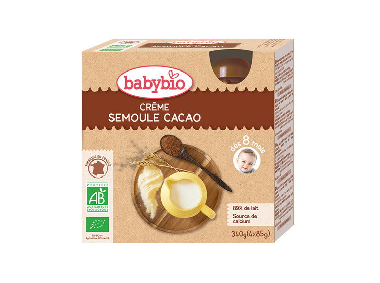 Babybio Gourdes Crème semoule cacao BIO - 4x85g