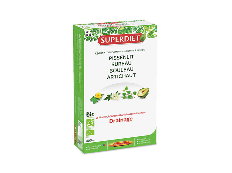 Superdiet Quatuor Pissenlit drainage BIO - 20 ampoules