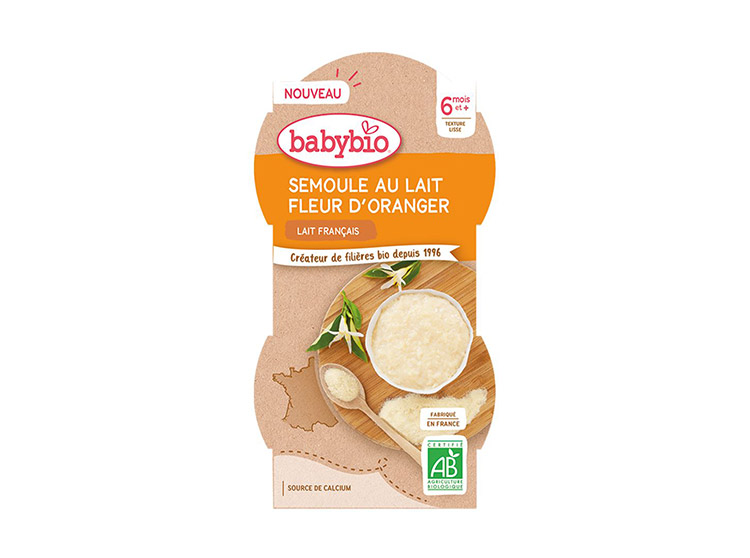 BabyBio Semoule Au Lait Fleur D'Oranger BIO - 2x100g