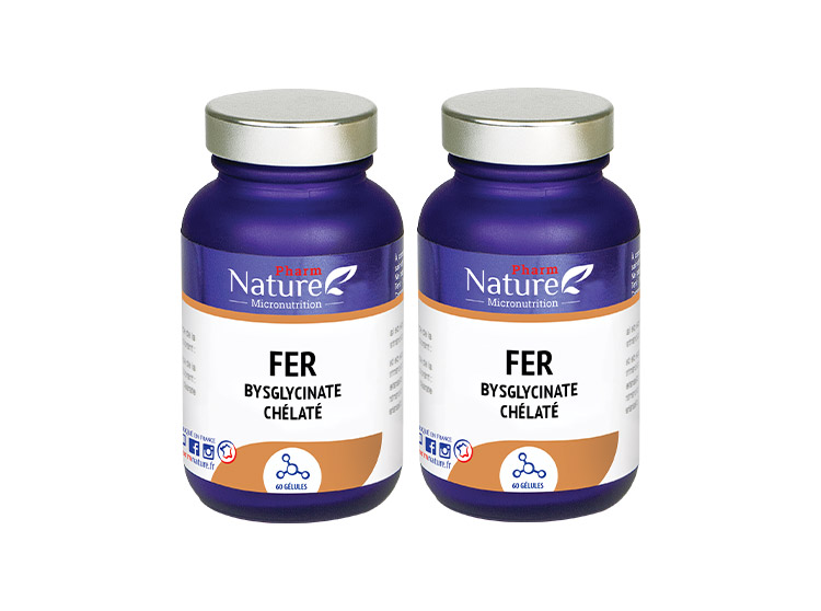 Pharm Nature Micronutrition Fer bisglycinate chélaté - 2 x 60 gélules