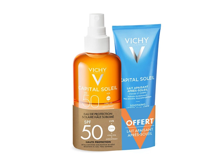 Vichy Capital Soleil Eau de protection solaire SPF50 - 200ml + Lait Apaisant après-soleil OFFERT