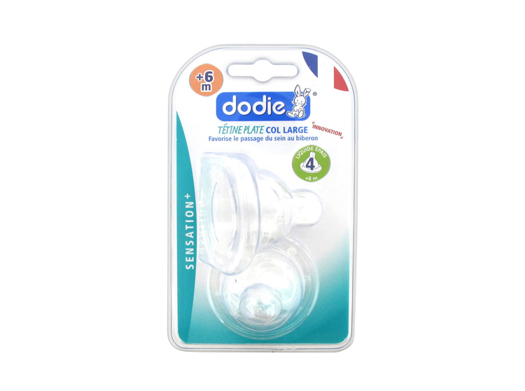 Dodie sensation+ tétine plate col large 6 mois+ liquide épais - x2