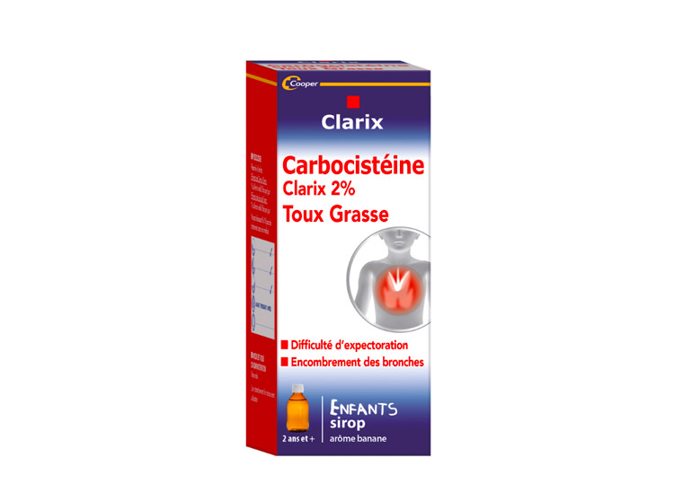 Carbocistéine Clarix 2% enfants Toux grasse - 150ML