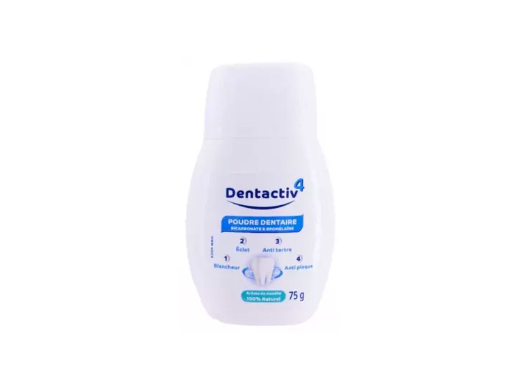 Dentactiv 4 Poudre dentaire au bicarbonnate - 75gr