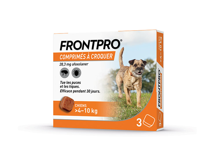 Frontpro Chien M comprimé anti-puces pour chien de 4 à 10 kg - 3 comprimés à croquer